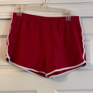Women’s Athletic Running Shorts in Red with White Trim